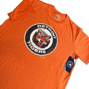 Detroit Tigers Retro Majestic Threads Orange Tshirt MLB Primary Logo Unisex 2XL